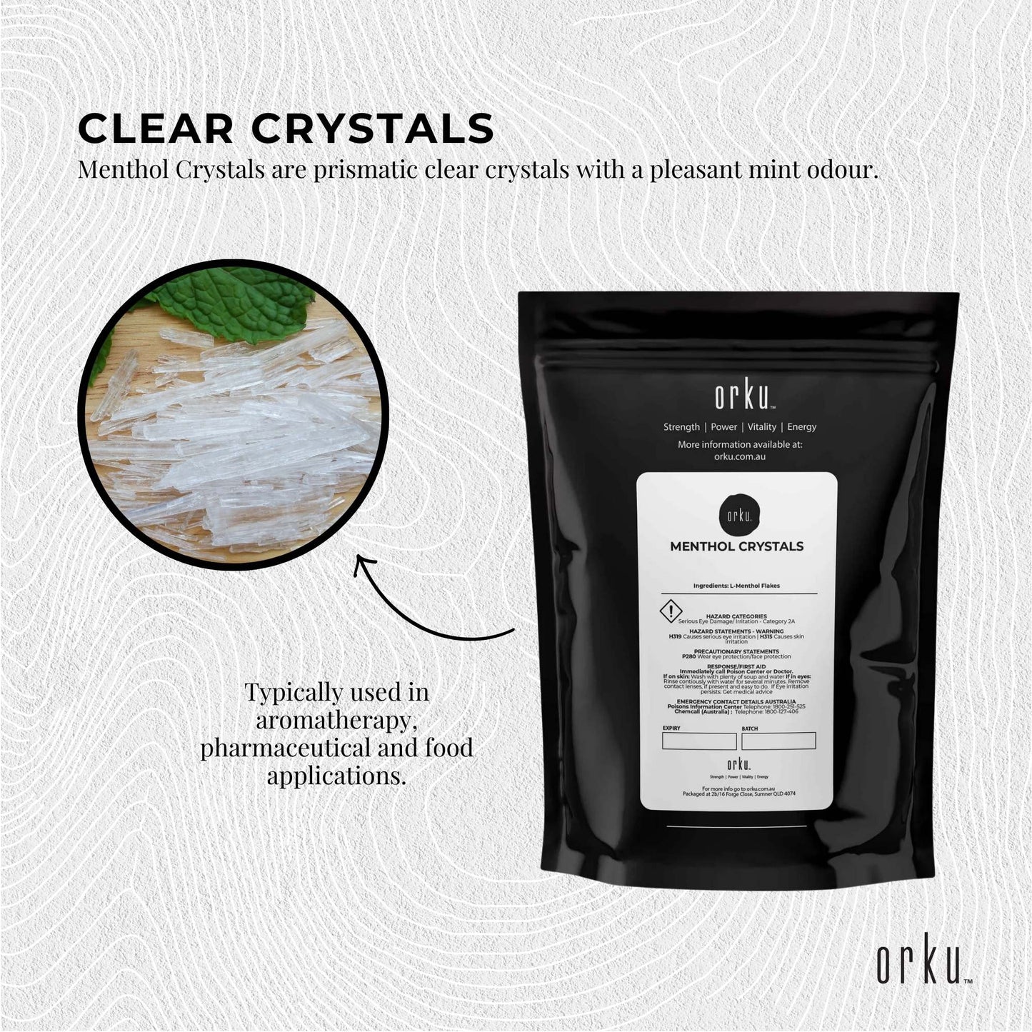 Orku Menthol Crystals - USP Grade L-Menthol Mint Flakes C10H200-2