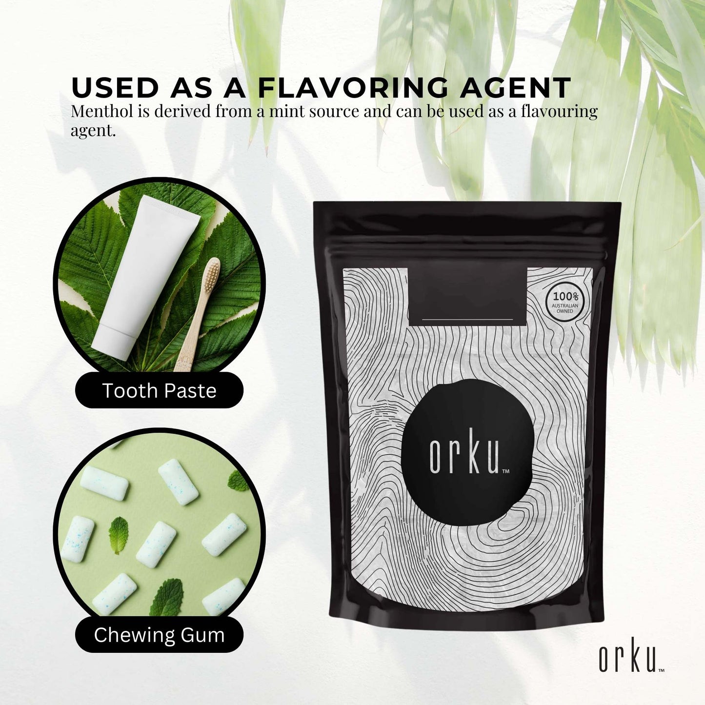 Orku Menthol Crystals - USP Grade L-Menthol Mint Flakes C10H200-3