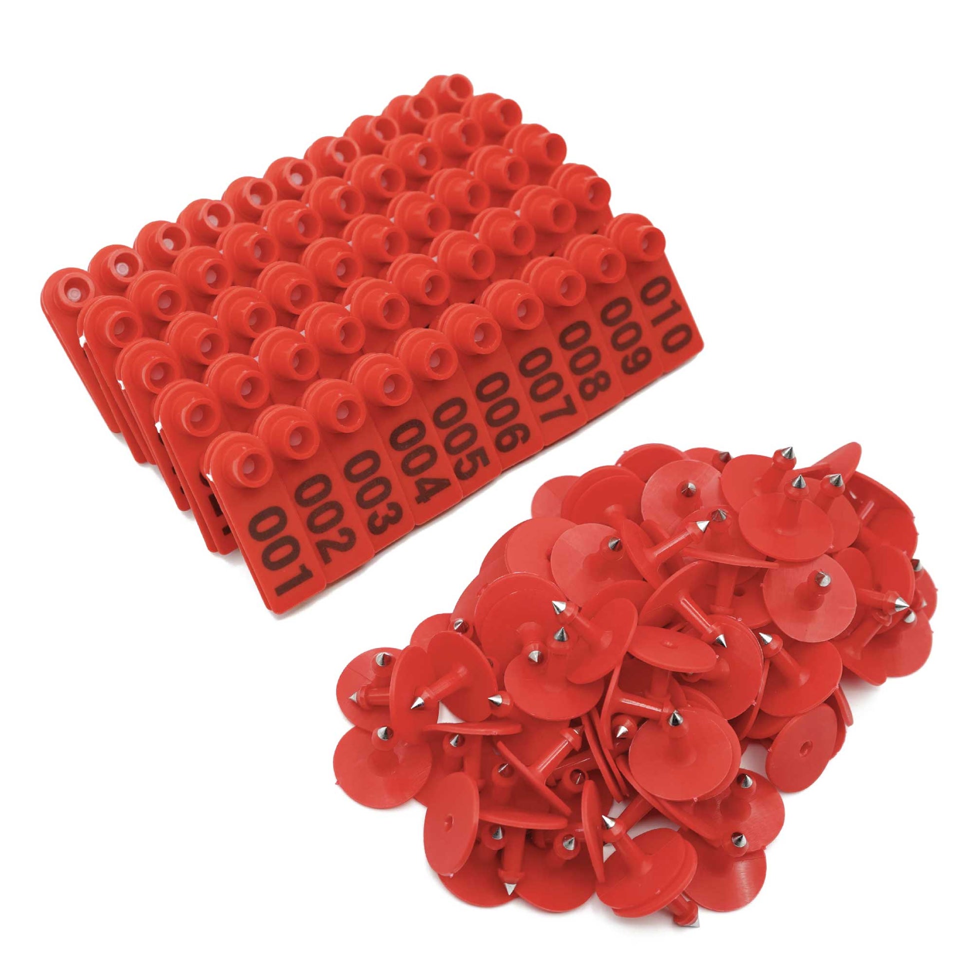 1-100 Cattle Number Ear Tag 5x2cm Set - Mini Red Cow Sheep Pig Livestock Label-0